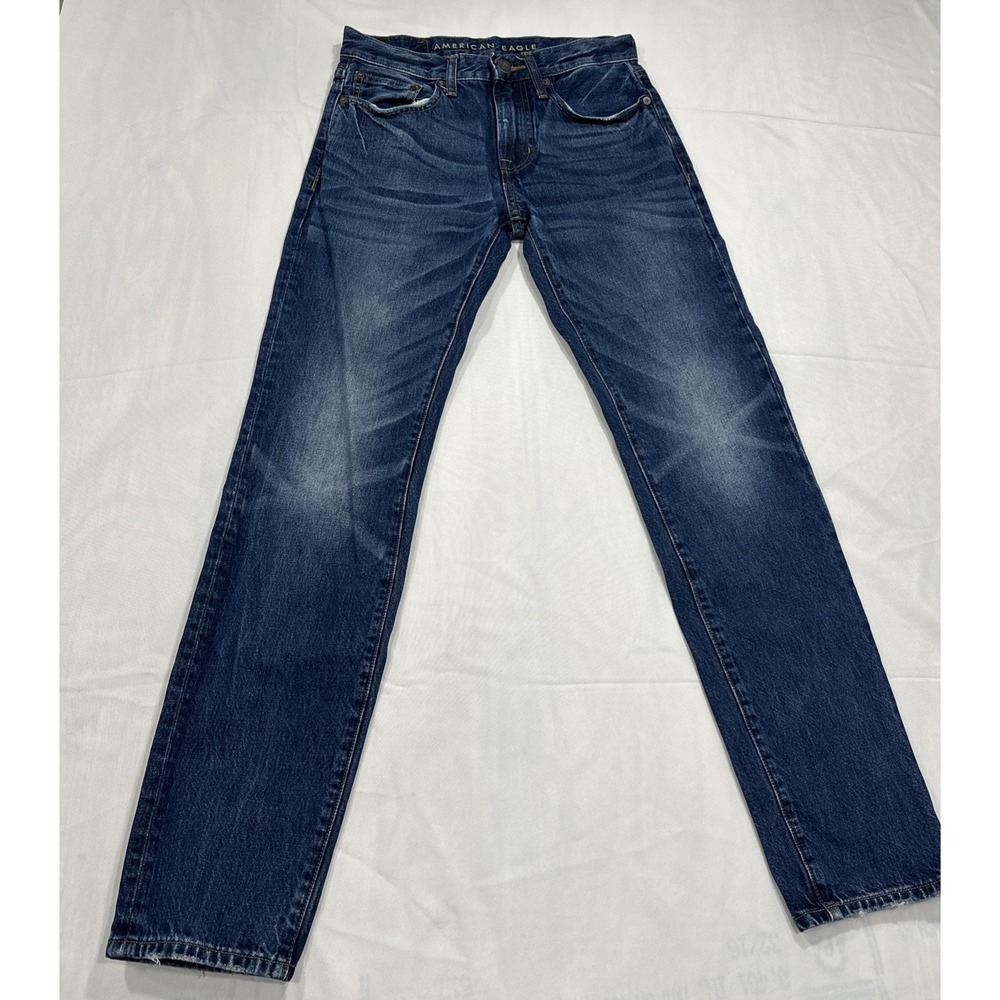 American Eagle Mens Slim Straight Medium blue Wash Jeans 28x34